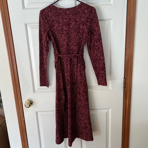 Pact womens paisley blossoms windsor wine fit & flare faux wrap dress - Picture 6 of 6